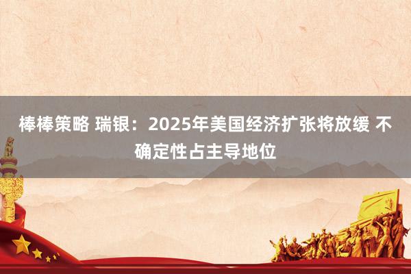 棒棒策略 瑞银：2025年美国经济扩张将放缓 不确定性占主导地位