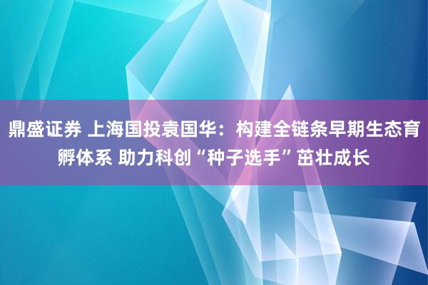 鼎盛证券 上海国投袁国华：构建全链条早期生态育孵体系 助力科创“种子选手”茁壮成长